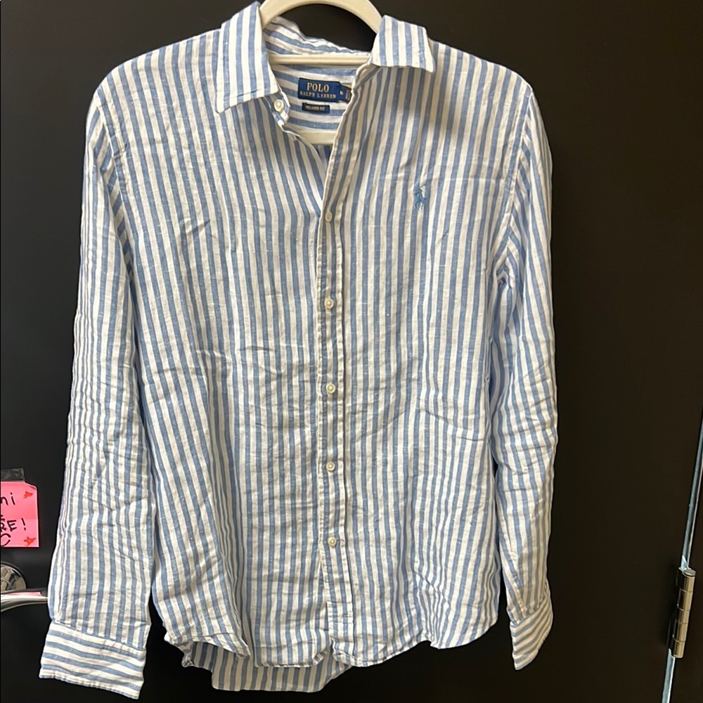 Polo by Ralph Lauren women’s Striped Shirt in Blue and White linen